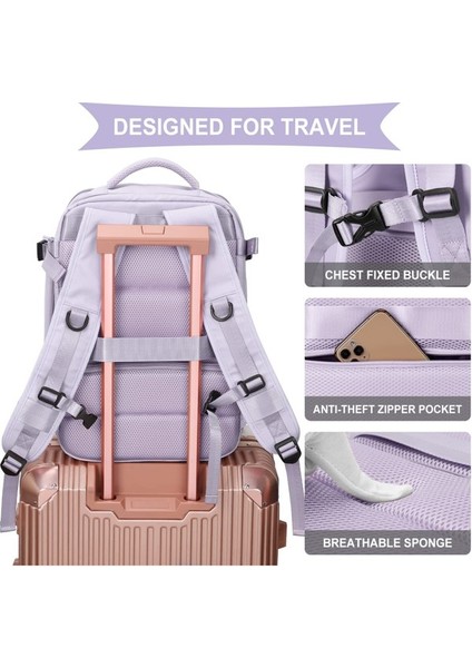 Kadın Büyük Kapasiteli Çok Fonksiyonlu Sırt Çantası - Açık Mor (Yurt Dışından) modelleri