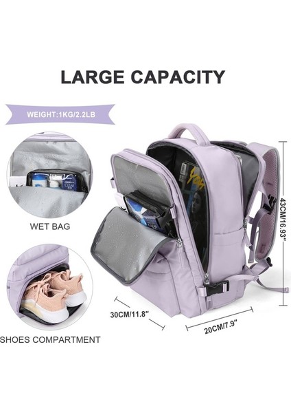 Kadın Büyük Kapasiteli Çok Fonksiyonlu Sırt Çantası - Açık Mor (Yurt Dışından) indirimleri