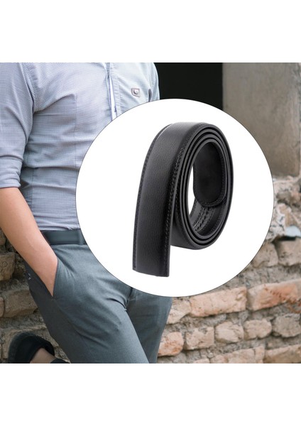 35MM Deri Kemer Tokası Yok Moda Tasarımcıları Kemerler Bel Kemeri Kayışı Rahat Siyah A (Yurt Dışından)