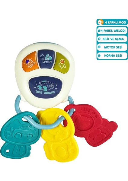 Işıklı ve Müzikli Anahtarlık Bebek Piyanosu Beyaz