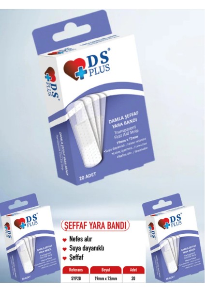 Bandı Renkli Colored First Aid Strip 19MM x 72MM 20 Li Suya Dayanıklı