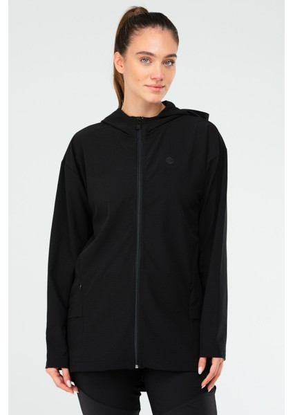 Siyah Regular Fit Düz Kapüşonlu Kadın Tunik - SC1109