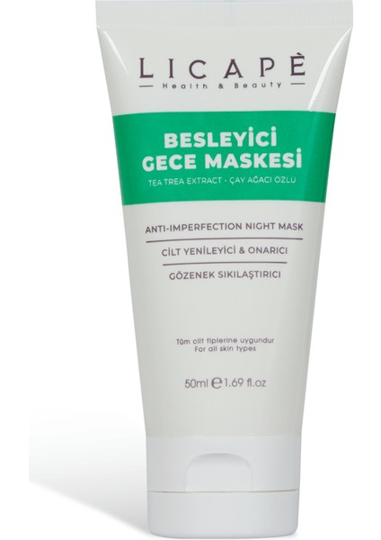 Besleyici Gece Maskesi ( Çay Ağacı Özlü ) 50ml