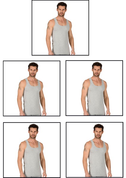 Özkan 11407 5'li Paket Erkek %100 Pamuklu Süprem Esnek Rahat Kalın Askılı Örme Atlet