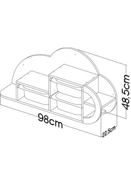 Cloud Montessori Çok Amaçlı 3 Mini Beyaz Sepetli Bulut Duvar Rafı