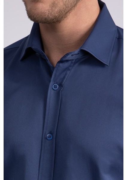 Modern Slim Fit Düz Saten Erkek Gömlek modelleri
