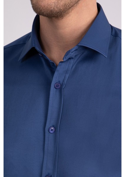 Modern Slim Fit Düz Saten Erkek Gömlek modelleri