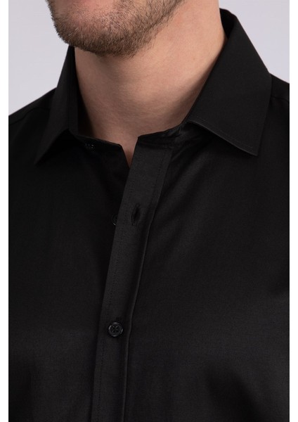 Modern Slim Fit Düz Saten Erkek Gömlek modelleri