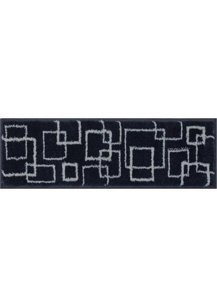 Home GH40A-GRYB-GRY3 Kare Desenli Kaydırmaz Tabanlı 3'lü Merdiven Halısı - Gri/siyah