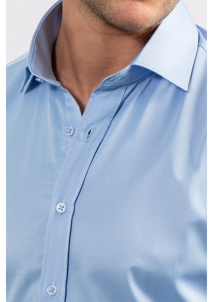 Modern Slim Fit Düz Saten Erkek Gömlek modelleri