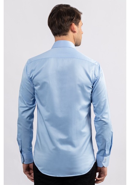 Modern Slim Fit Düz Saten Erkek Gömlek fırsatları