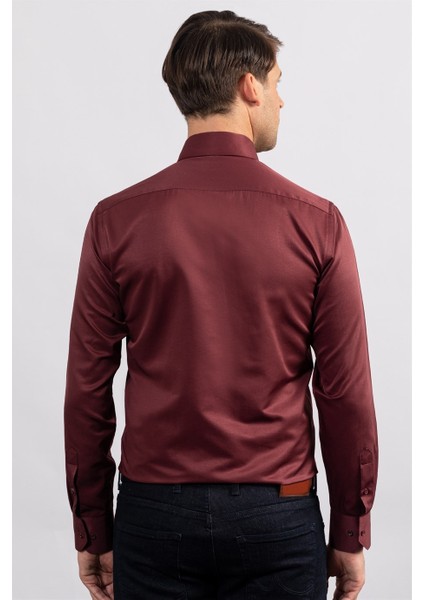 Modern Slim Fit Düz Saten Erkek Gömlek fırsatları