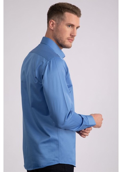 Modern Slim Fit Düz Saten Erkek Gömlek fırsatları
