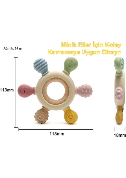 Bebek Diş Kaşıyıcı Halka Dümen Bej (Topsuz)