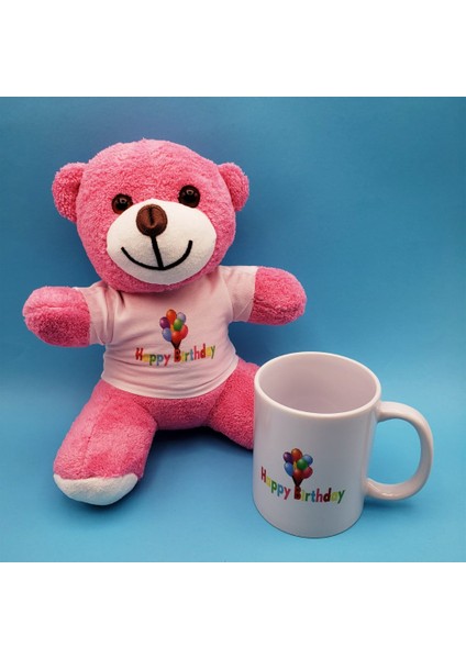 Happy Birthday Tasarım Pembe Ayıcık ve Kupa Seti fırsatları