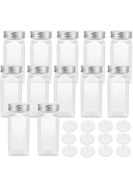 12PCS Kare Baharat Şişeleri Kurşun Cam Baharat Kavanozları Tuz Çalkalayıcı Gıda Kapları Mutfak Çeşni Kap Kapaklı Çeşni Konteyner | Tuz Domuzları, Mahzenler ve Sunucular (Yurt Dışından)