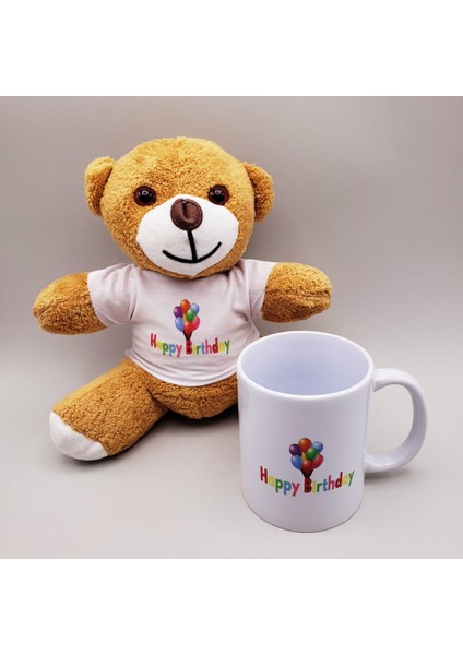 Happy Birthday Tişörtlü Ayıcık Ve Kupa Bardak Seti modelleri