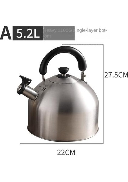 5.2l Paslanmaz Çelik Su Isıtıcısı, Büyük Kapasiteli Kalınlaştırılmış Alt Isı Iletimi Hızlı Bir Şekilde Su Isıtıcısını Açmak Için Islık Çalabilir (Yurt Dışından) fiyatları