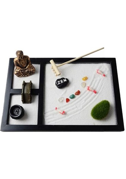 Mini Zen Bahçe Kum Tepsisi Seti 3 Izgara Buda Heykelleri Zen Bahçe Set Kum Köprüsü Ağacı Kumlu Plaj Mikro Peyzaj El Sanatları | Figürinler ve Minyatürler (Yurt Dışından)