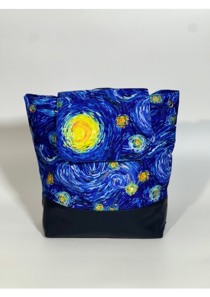 Van Gogh Desenli Büzgülü Bayan Sırt Çantası