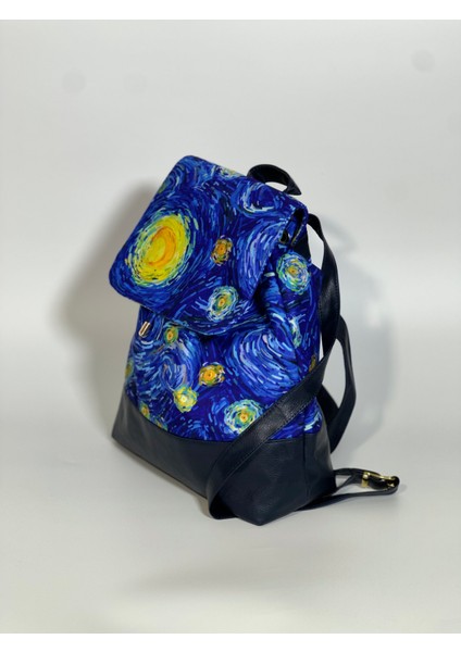 Van Gogh Desenli Büzgülü Bayan Sırt Çantası modelleri