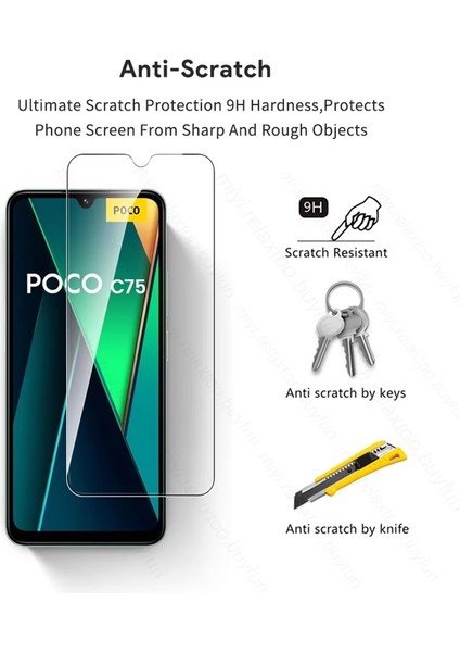 Xiaomi Poco C75 Temperli Cam Ekran Koruyucu 9h Ultra Koruma (3 Adet) modelleri
