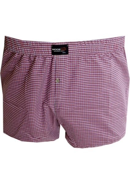 Mode Xl Büyük Beden Erkek Boxer Desenli Poplin 6348 Vişne