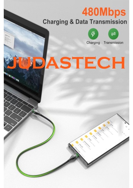 J17 Cobra Style Type-C 5A/100W Şarj ve Data Kablosu -2mt
