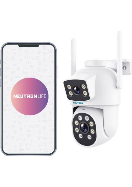 Nif Bilişim Neutron NTL-PT-13W-DBW2 Çift Kameralı 2mp Hd Wi-Fi Pan/tilt Dış Mekan Ip Kamera