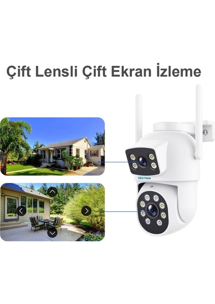 Nif Bilişim Neutron NTL-PT-13W-DBW2 Çift Kameralı 2mp Hd Wi-Fi Pan/tilt Dış Mekan Ip Kamera