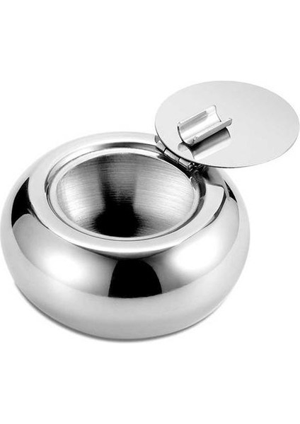 Paslanmaz Çelik Küllük Kül Saklama Kutusu Hediyeler Kapaklı Rüzgar Geçirmez Küllük Yuvarlak Puro Aksesuar Gümüş | Küllükler (Yurt Dışından)
