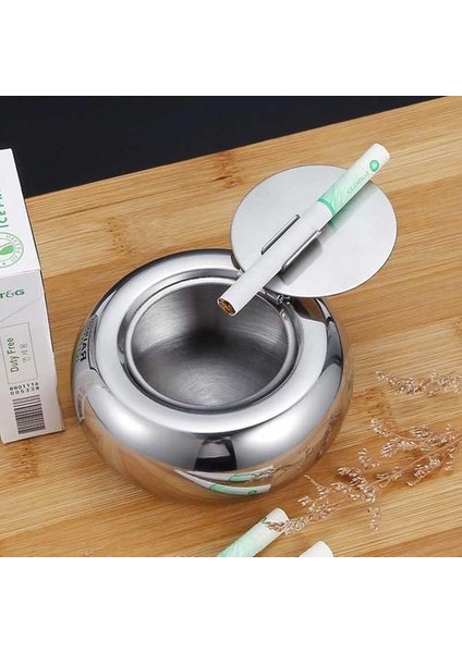 Paslanmaz Çelik Küllük Kül Saklama Kutusu Hediyeler Kapaklı Rüzgar Geçirmez Küllük Yuvarlak Puro Aksesuar Gümüş | Küllükler (Yurt Dışından) modelleri