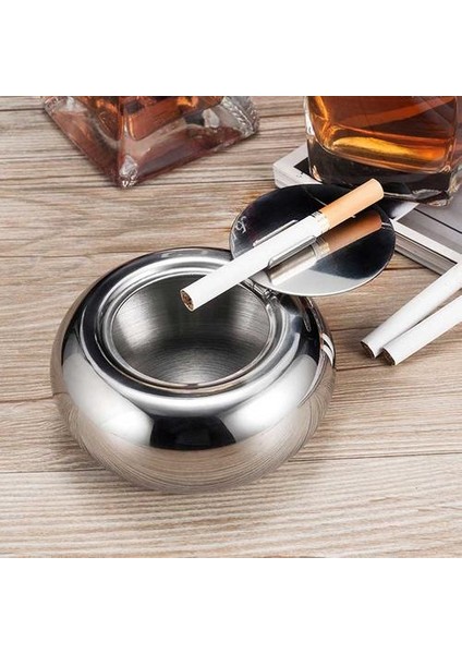 Paslanmaz Çelik Küllük Kül Saklama Kutusu Hediyeler Kapaklı Rüzgar Geçirmez Küllük Yuvarlak Puro Aksesuar Gümüş | Küllükler (Yurt Dışından) fırsatları