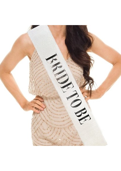 Herşey Evinizde Beyaz Gümüş Bride To Be Simli Kuşak Kemer 10 cm