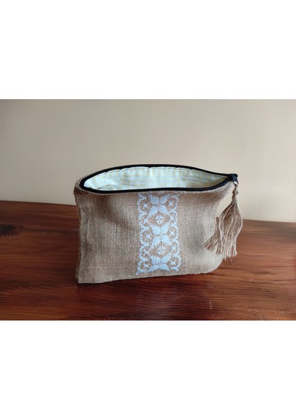 8 Mart Kadınlar Günü Keten Hasır Jüt Kendir Bezinin Üzerine Kanaviçe Işlenmiş Clutch El Çantası indirimleri