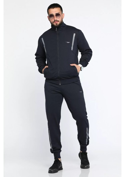 Bel ve Paça Ribanalı Fermuarlı Erkek Eşofman Takımı