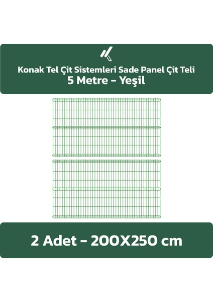 2 Adet Panel Çit Teli 200 x 250 cm 4 mm Tel Kalınlığı 55 x 150 mm Göz Aralığı