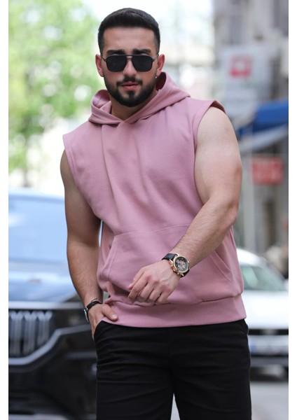 Kapüşonlu Kanguru Cep Erkek Kolsuz Tişört modelleri