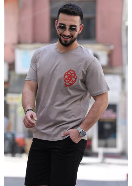 Bisiklet Yaka Baskılı Erkek Tişört modelleri