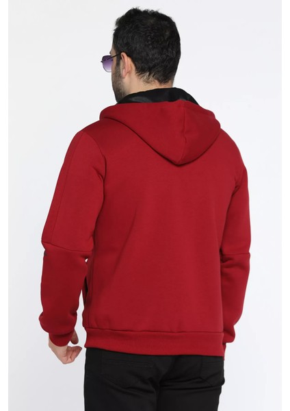 Kapüşonlu Fermuarlı Üç Iplik Şardonlu Erkek Sweatshirt