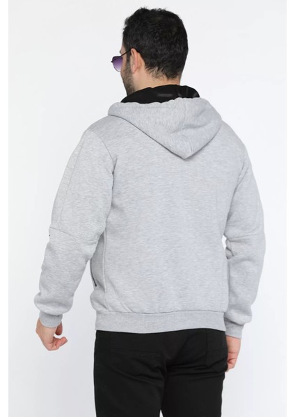 Kapüşonlu Fermuarlı Üç Iplik Şardonlu Erkek Sweatshirt modelleri