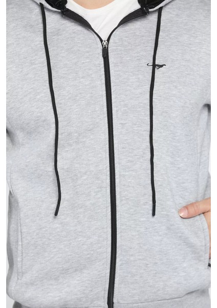 Kapüşonlu Fermuarlı Üç Iplik Şardonlu Erkek Sweatshirt fırsatları