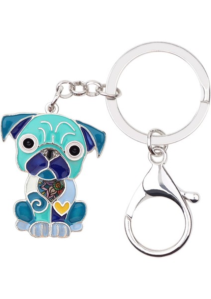 Kırmızı Stil Metal Emaye Fransız Bulldog Mops Köpek Anahtarlıklar Anahtarlık Takı Kadınlar Kızlar Çanta Araba Süsü (Yurt Dışından) fiyatları