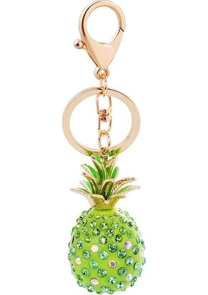 Yeşil Stil 3 Renkli Ananas Akrilik Anahtarlıklar Çinko Alaşım Taşlı Anahtarlık Kızlar Çanta Süsü Aksesuarları (Yurt Dışından)