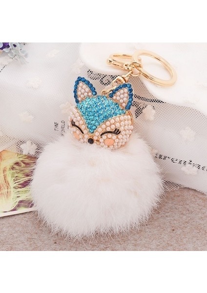 Açık Mavi Stil Taşlı Tilki Tavşan Püsküllü Anahtarlık Araba Anahtarlık Sevimli Kolye (Yurt Dışından) fırsatları