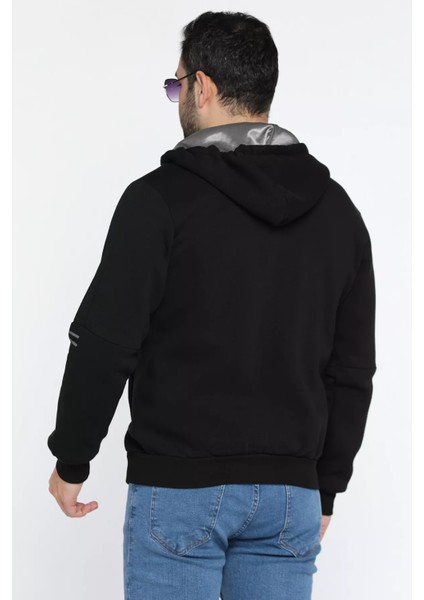 Kapüşonlu Fermuarlı Üç Iplik Şardonlu Erkek Sweatshirt modelleri