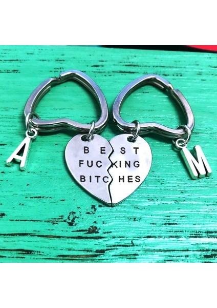 E&M 1 Çift Kırık Kalp İlk Anahtarlık En Iyi Amına Koyduk Bitches Arkadaş Kadınlar Için Anahtarlık (Yurt Dışından)