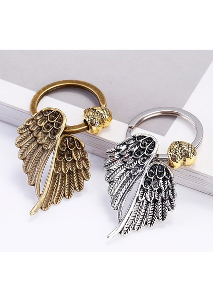 Pirinç Tarzı Kişiselleştirilmiş Melek Kanatları Anahtarlık El Yapımı Dıy Kanat Kolye Anahtarlık Takı 2 Renk: Pirinç,Gümüş (Yurt Dışından)