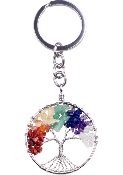 Kolye Anahtarlık Kadınları Şifa Eden Kristal Kuvars Hayat Ağacı Kolye Anahtarlık - 7 Çakra Taşları, Anneler Günü Hediyeleri [<wish-Doğaltaşmücevher>] (Yurt Dışından)