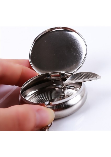 Gümüş Tarzı 1 Adet Yuvarlak Sigara Anahtarlık Taşınabilir Kül Tabakası Paslanmaz Çelik Cep Kül Tablası (Yurt Dışından) modelleri